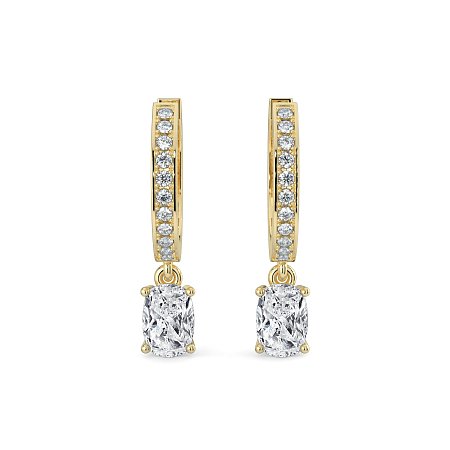 Diamond Earring Huggies with Claw Set Lab-grown Diamond Drop