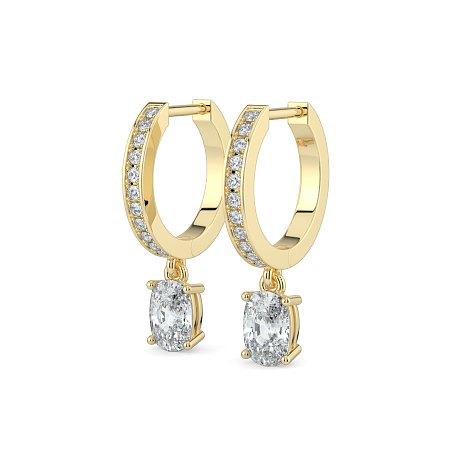 Diamond Earring Huggies with Claw Set Lab-grown Diamond Drop