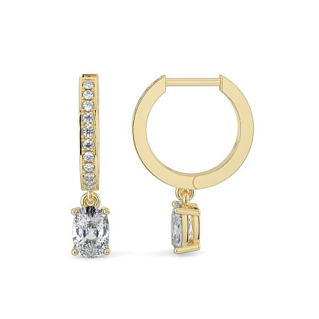 Diamond Earring Huggies with Claw Set Lab-grown Diamond Drop