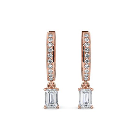Diamond Earring Huggies with Claw Set Lab-grown Diamond Drop