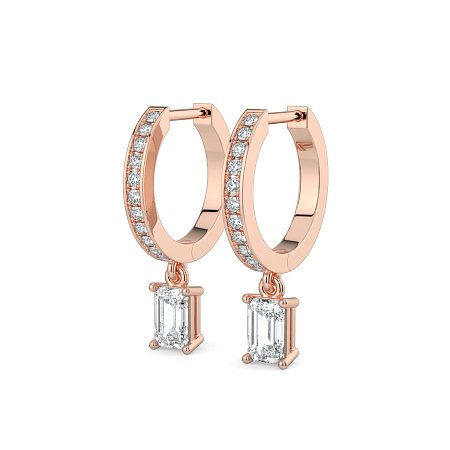 Diamond Earring Huggies with Claw Set Lab-grown Diamond Drop