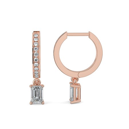 Diamond Earring Huggies with Claw Set Lab-grown Diamond Drop