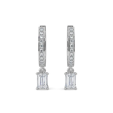 Diamond Earring Huggies with Claw Set Lab-grown Diamond Drop