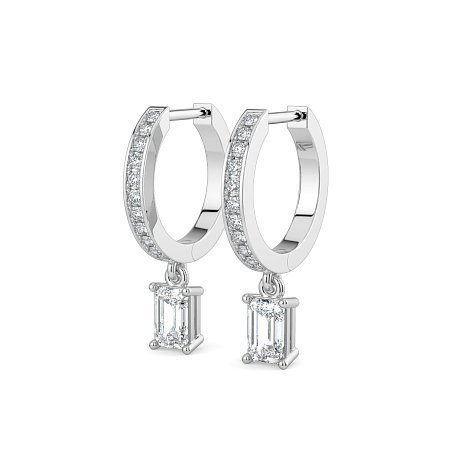 Diamond Earring Huggies with Claw Set Lab-grown Diamond Drop
