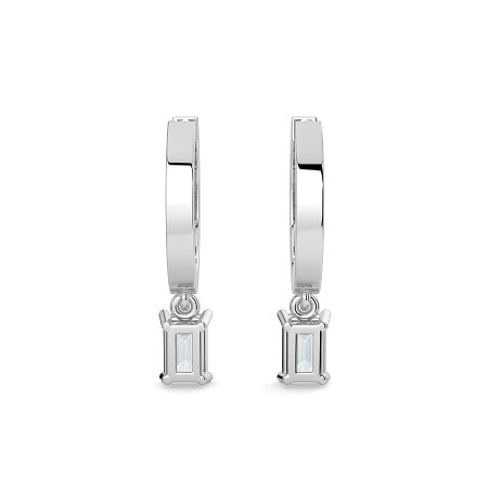 Diamond Earring Huggies with Claw Set Lab-grown Diamond Drop