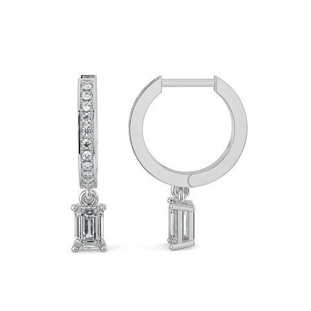Diamond Earring Huggies with Claw Set Lab-grown Diamond Drop