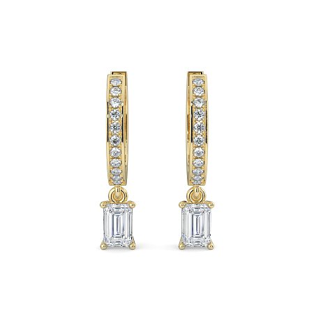 Diamond Earring Huggies with Claw Set Lab-grown Diamond Drop