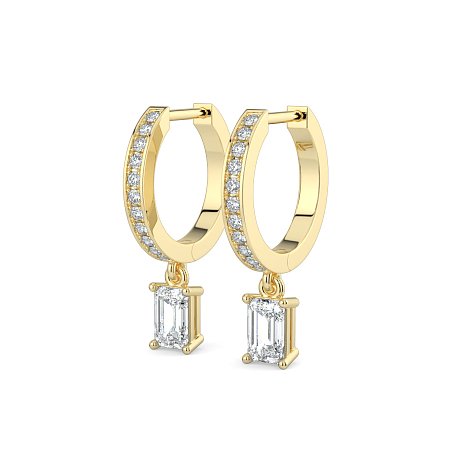 Diamond Earring Huggies with Claw Set Lab-grown Diamond Drop
