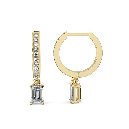 Diamond Earring Huggies with Claw Set Lab-grown Diamond Drop