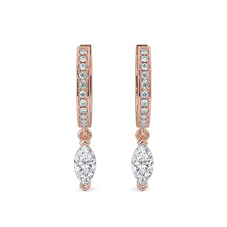 Diamond Earring Huggies with Claw Set Lab-grown Diamond Drop
