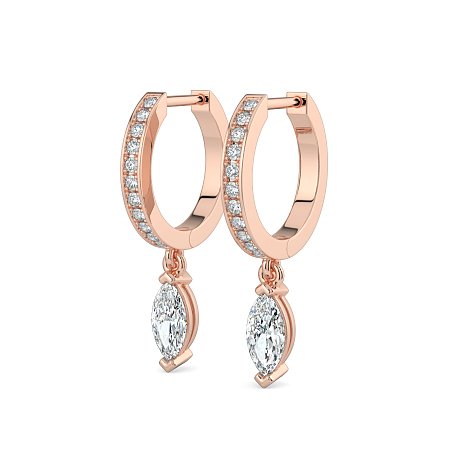 Diamond Earring Huggies with Claw Set Lab-grown Diamond Drop