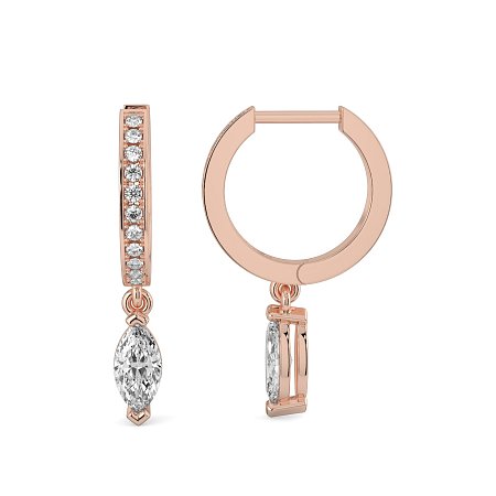 Diamond Earring Huggies with Claw Set Lab-grown Diamond Drop
