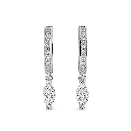 Diamond Earring Huggies with Claw Set Lab-grown Diamond Drop