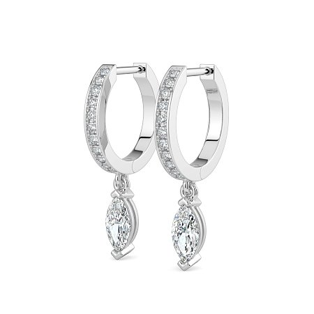 Diamond Earring Huggies with Claw Set Lab-grown Diamond Drop