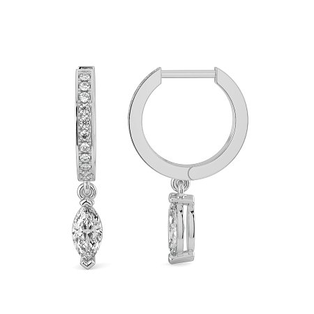Diamond Earring Huggies with Claw Set Lab-grown Diamond Drop