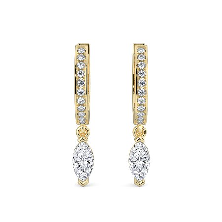 Diamond Earring Huggies with Claw Set Lab-grown Diamond Drop