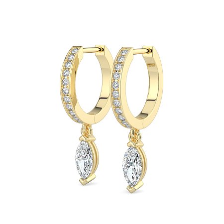 Diamond Earring Huggies with Claw Set Lab-grown Diamond Drop