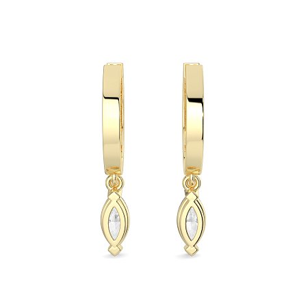 Diamond Earring Huggies with Claw Set Lab-grown Diamond Drop