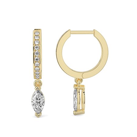 Diamond Earring Huggies with Claw Set Lab-grown Diamond Drop
