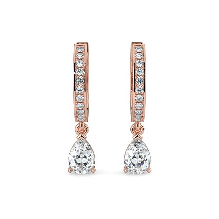 Diamond Earring Huggies with Claw Set Lab-grown Diamond Drop