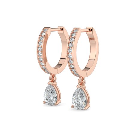 Diamond Earring Huggies with Claw Set Lab-grown Diamond Drop