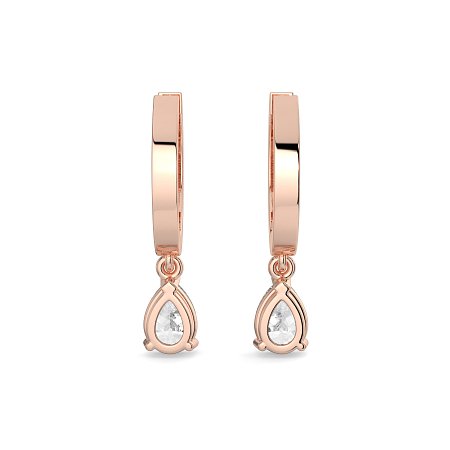 Diamond Earring Huggies with Claw Set Lab-grown Diamond Drop