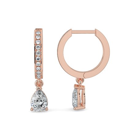 Diamond Earring Huggies with Claw Set Lab-grown Diamond Drop