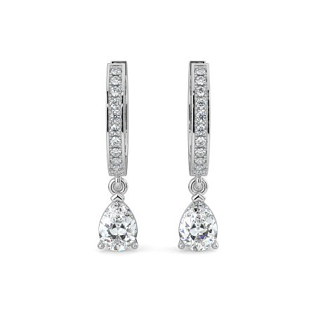 Diamond Earring Huggies with Claw Set Lab-grown Diamond Drop