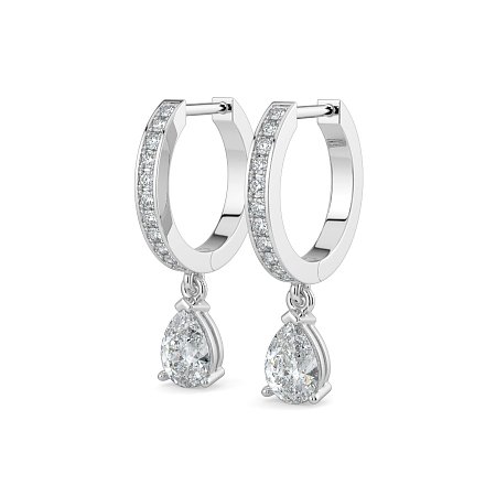 Diamond Earring Huggies with Claw Set Lab-grown Diamond Drop