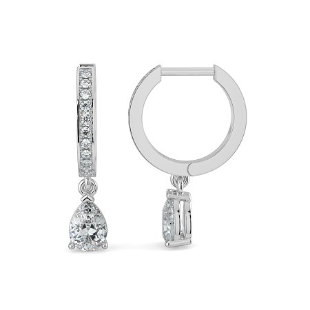 Diamond Earring Huggies with Claw Set Lab-grown Diamond Drop
