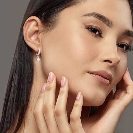 Diamond Earring Huggies with Claw Set Lab-grown Diamond Drop