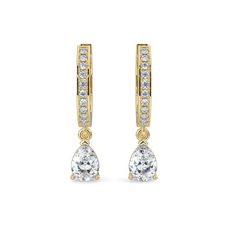 Diamond Earring Huggies with Claw Set Lab-grown Diamond Drop