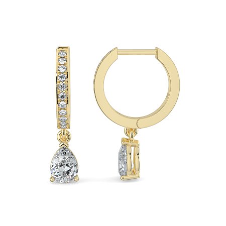 Diamond Earring Huggies with Claw Set Lab-grown Diamond Drop
