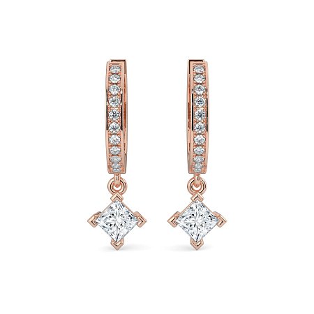 Diamond Earring Huggies with Claw Set Lab-grown Diamond Drop