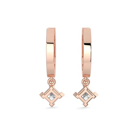 Diamond Earring Huggies with Claw Set Lab-grown Diamond Drop