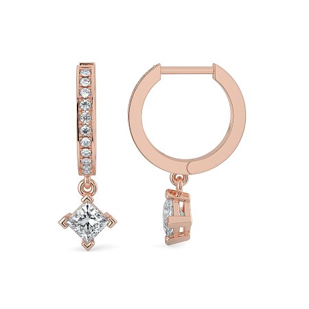 Diamond Earring Huggies with Claw Set Lab-grown Diamond Drop