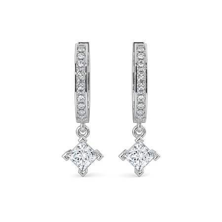 Diamond Earring Huggies with Claw Set Lab-grown Diamond Drop