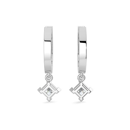 Diamond Earring Huggies with Claw Set Lab-grown Diamond Drop