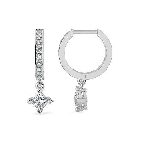 Diamond Earring Huggies with Claw Set Lab-grown Diamond Drop