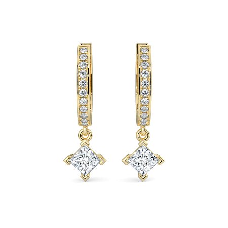 Diamond Earring Huggies with Claw Set Lab-grown Diamond Drop