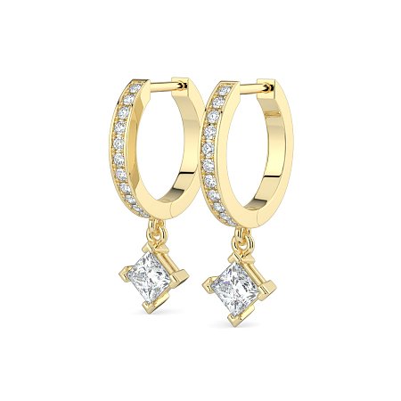 Diamond Earring Huggies with Claw Set Lab-grown Diamond Drop