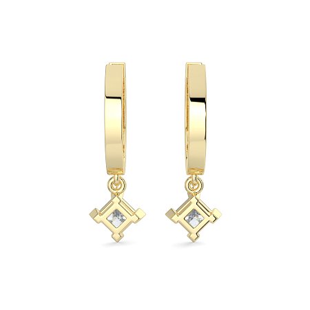 Diamond Earring Huggies with Claw Set Lab-grown Diamond Drop