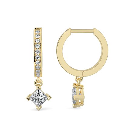 Diamond Earring Huggies with Claw Set Lab-grown Diamond Drop