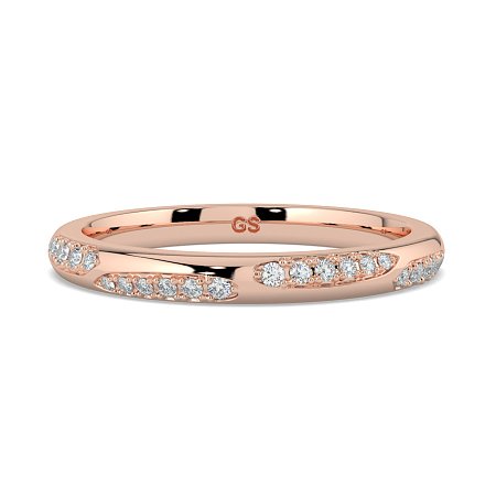 Tulip Leaf-shaped Pave on Band Wedding Ring
