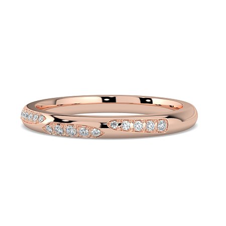 Tulip Leaf-shaped Pave on Band Wedding Ring