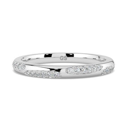 Tulip Leaf-shaped Pave on Band Wedding Ring
