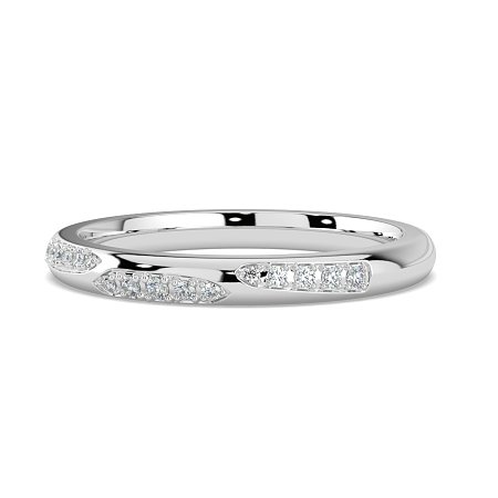 Tulip Leaf-shaped Pave on Band Wedding Ring