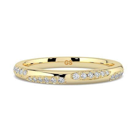 Tulip Leaf-shaped Pave on Band Wedding Ring