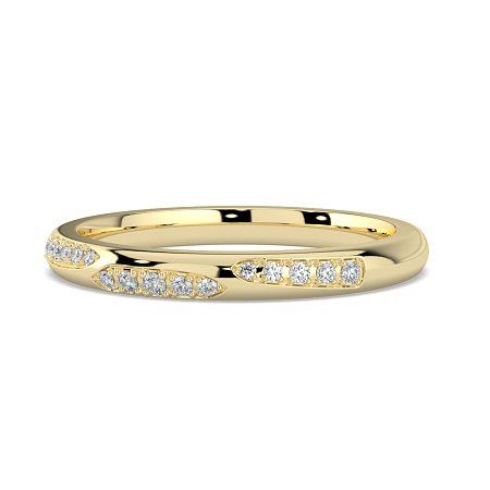 Tulip Leaf-shaped Pave on Band Wedding Ring