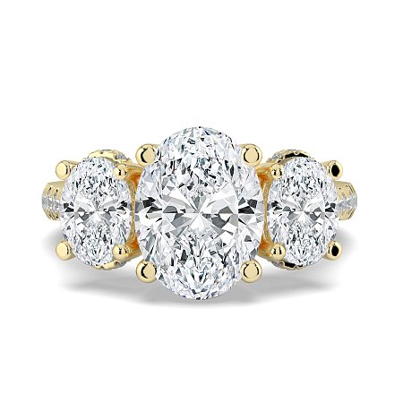 Dalia 3 Stones with Diamonds on Band